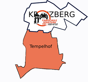 Karte von Berlin Kreuzberg und Tempelhof