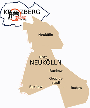 Karte von Berlin Kreuzberg und Neukölln